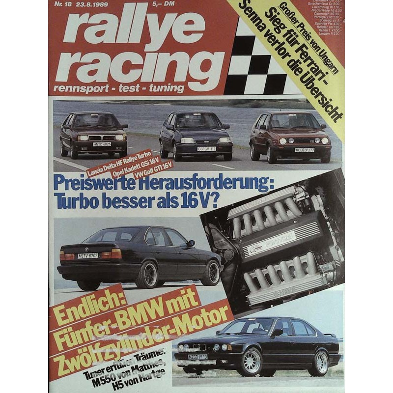 Rallye Racing Magazin 18 / 23 August 1989 - Fünfer BMW mit...