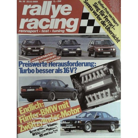 Rallye Racing Magazin 18 / 23 August 1989 - Fünfer BMW mit...