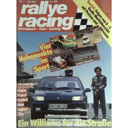 Rallye Racing Magazin 7 / Juli 1993 - Alain Prost testet Super-Clio