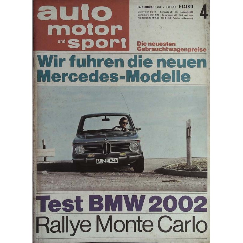 auto motor & sport Heft 4 / 17 Februar 1968 - Test BMW 2002