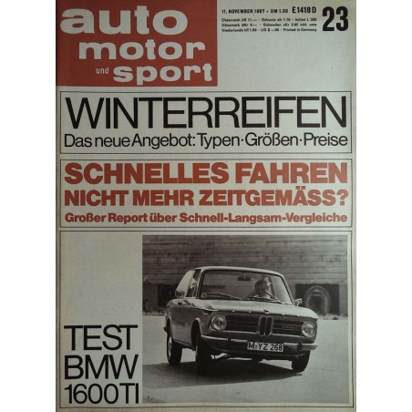 auto motor & sport Heft 23 / 11 November 1967 - BMW 1600 TI