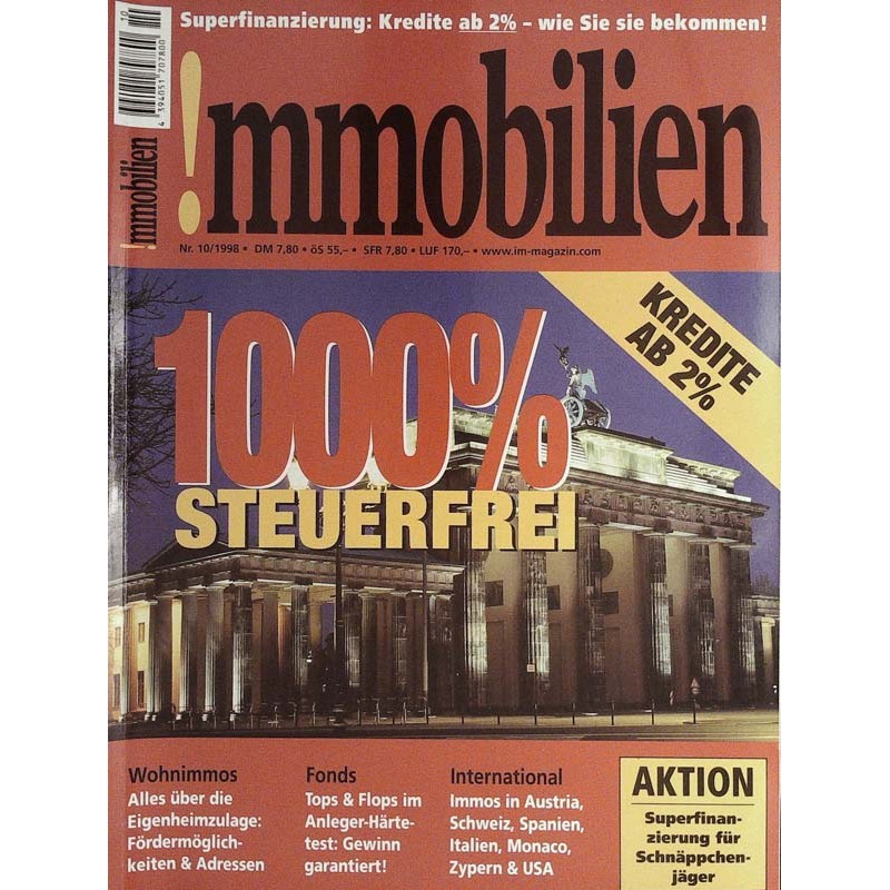 Immobilien - Nr.10 / Oktober 1998 - 1000 Prozent Steuerfrei