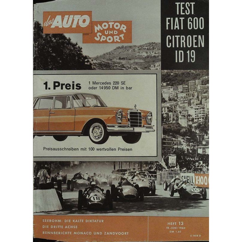 auto motor & sport Heft 13 / 18 Juni 1960 - Heckmotor Rennwagen