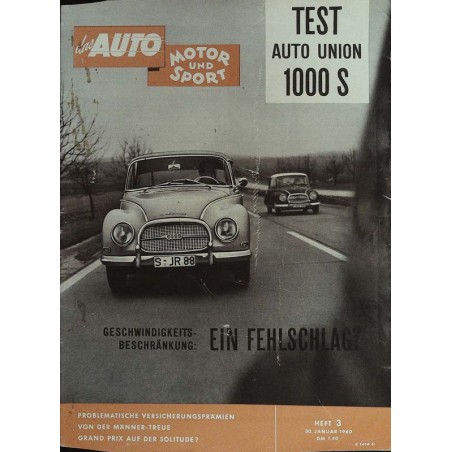 auto motor & sport Heft 3 / 30 Januar 1960 - Auto Union 1000 S