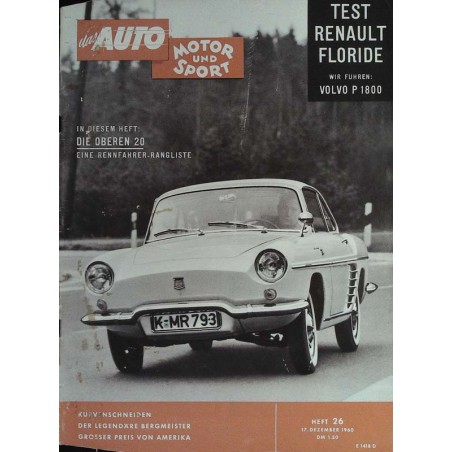 auto motor & sport Heft 26 / 17 Dezember 1960 - Renault Floride